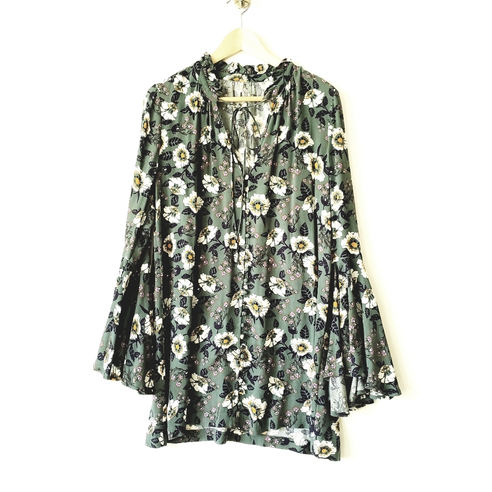 Free People mini green floral dress